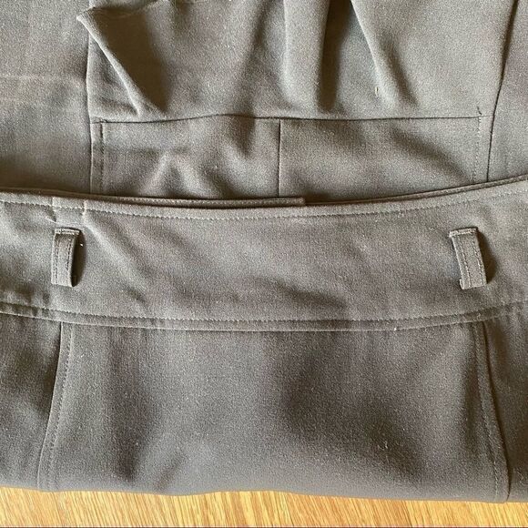 DressBarn Black Lined Pencil Skirt with Ruffle Hem, Belt Loops, & Button Details - Picture 6 of 10